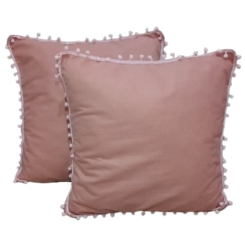 Kit 2 Capas De Almofadas Suede Pompom Decorativa 45x45cm