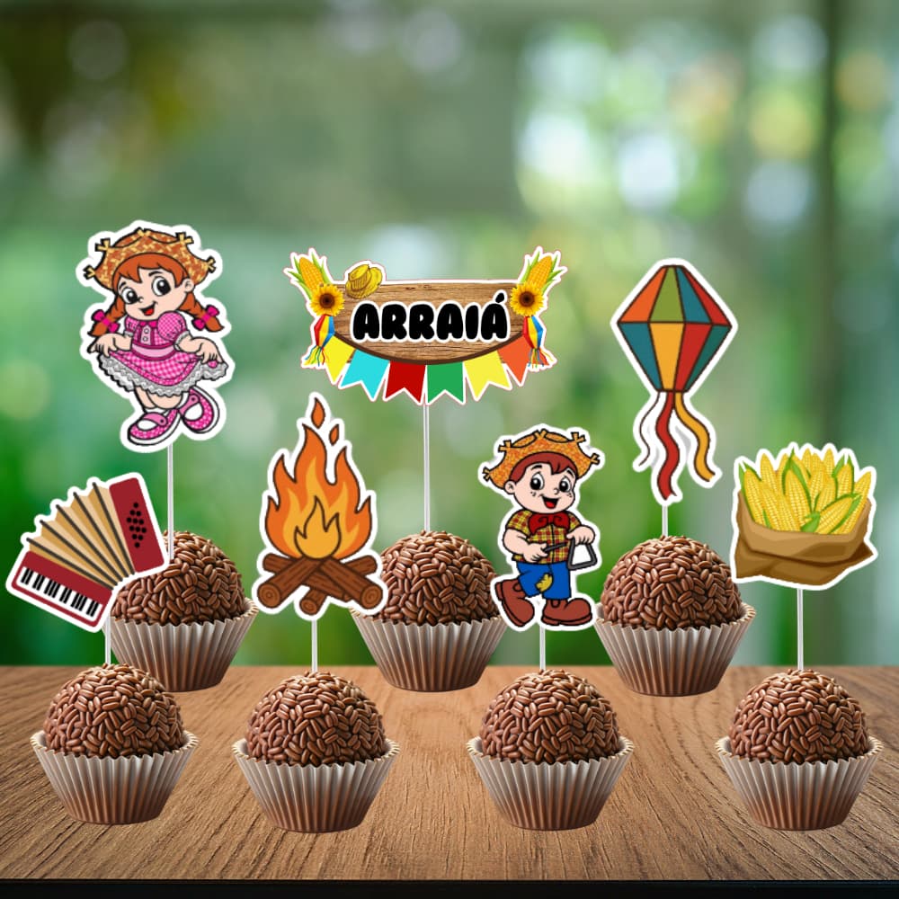 Topper para doces festa junina - Decoração festa Junina - Topper para Docinhos-Enfeites Festa Junina