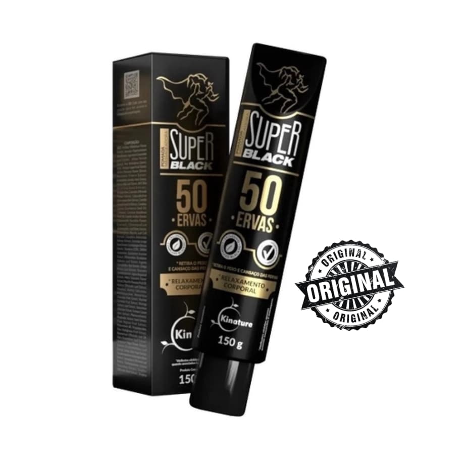 POMADA MASSAGEADORA 50 ERVAS SUPER BLACK - 150G ALIVIO DE DOR DESCONFORTO MUSCULAR