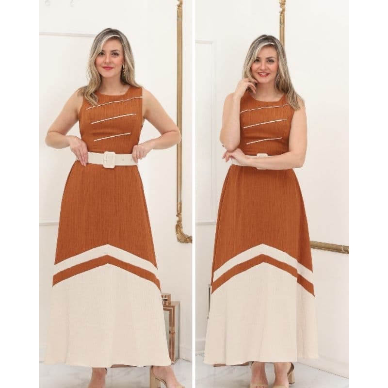 cod14.Vestido Longo regata com Cinto