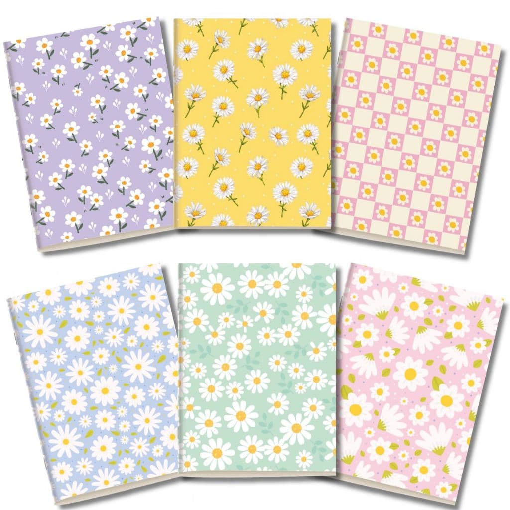 Kit Cadernetas Flores Margaridas Capa Flexível 40 Páginas Pólen A5