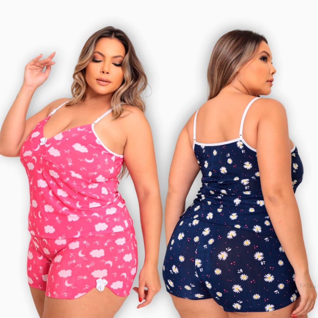 Kit Short Doll Plus Size Liganete Baby Doll Feminino Estampado