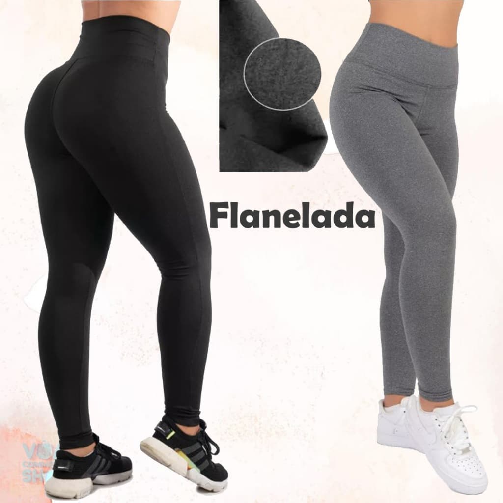 Calça Legging Flanelada Feminina Suplex Cintura Alta Academia Fitness Peluciada