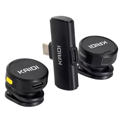 Microfone Sem Fio Lapela Com Ímã Kaidi Kmf4-A 2 Microfones para iPhone 5 ao 14