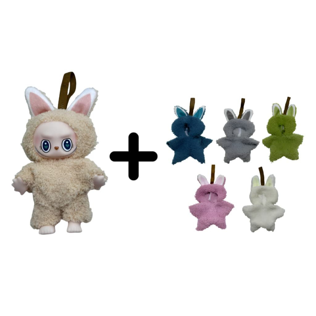 Kit Boneco Mostrinho Com 6 Peças Roupinhas Pelo Macio Para Vestir Infantil De 17cm
