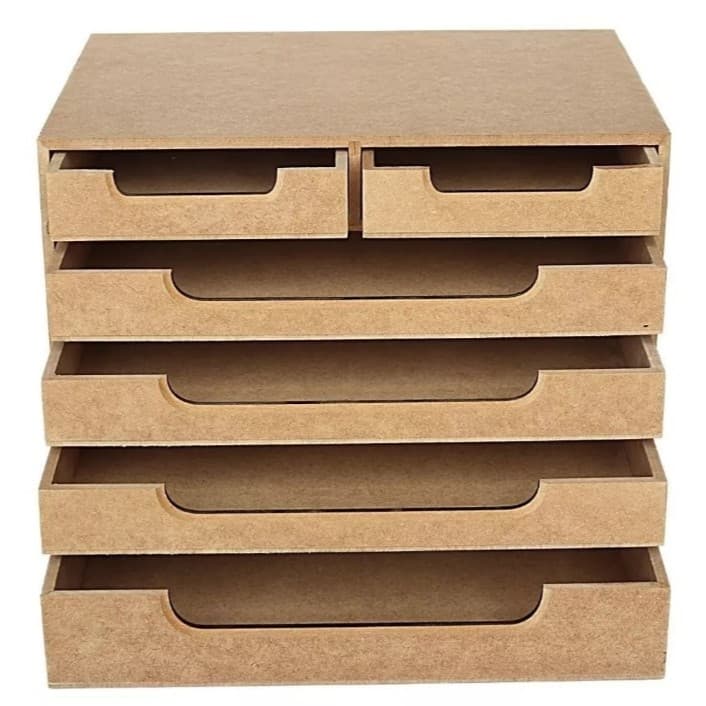 Gaveteiro p/ Folhas Sulfite A4 c/ 6 Gavetas em mdf de 6mm Material p/ Escritório Suporte Monitor Organizador
