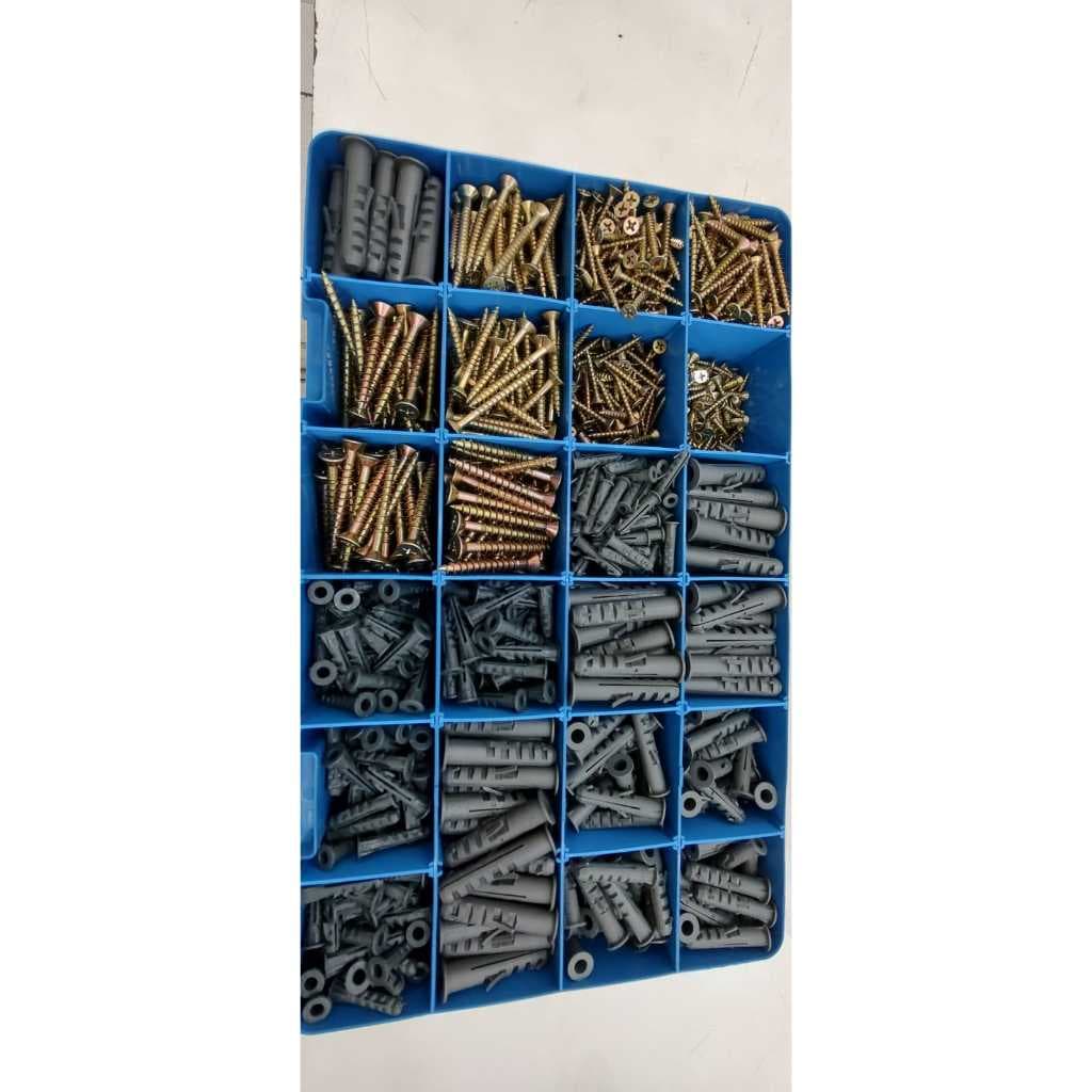 🏆 [MAIS VENDIDO] Kit 1.100 Parafusos Chipboard + Buchas com Anel + Maleta Organizadora