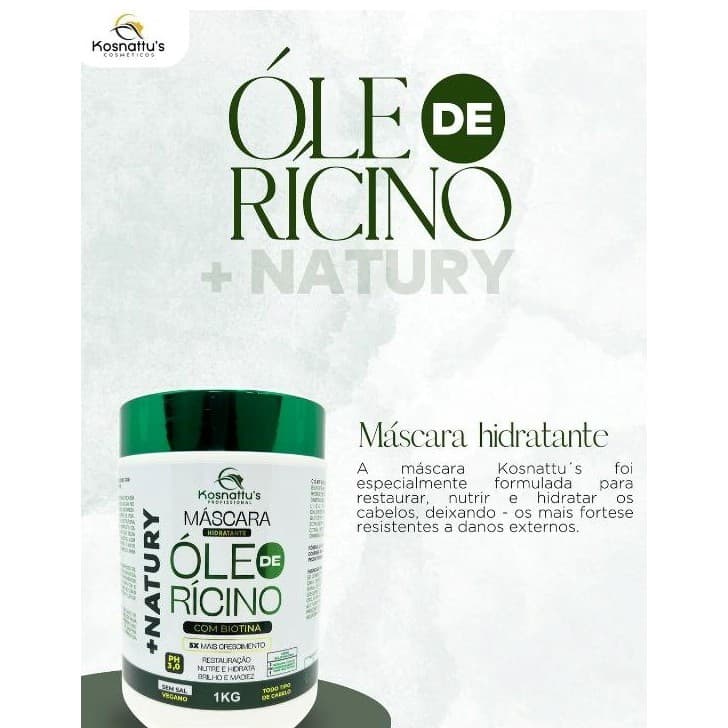MÁSCARA CAPILAR ÓLEO DE RÍCINO COM BIOTINA - KOSNATTU’S