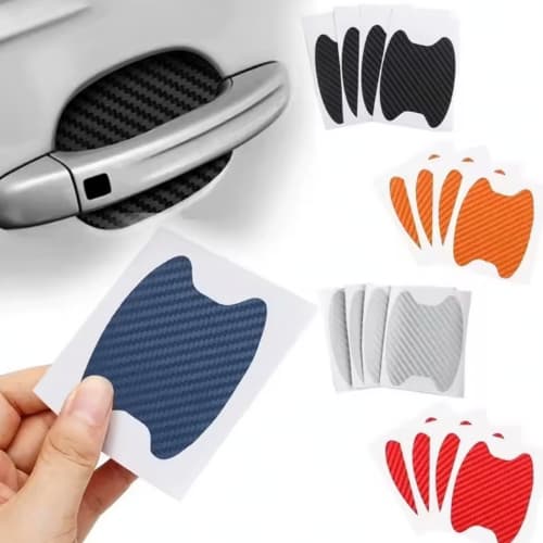 Protetor de Maçaneta para Carro Anti-Risco 4 Unidades – Adesivo Carbono Universal 10cmx9cm