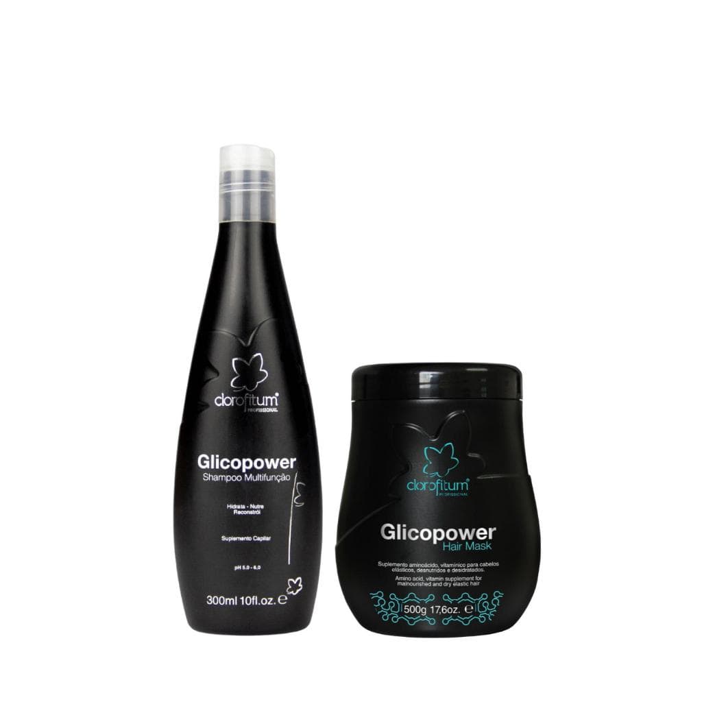 Shampoo 300ml Multifunções Hidrata Nutre e Reconstroe e Máscara Reconstrutora 500g Glicopower