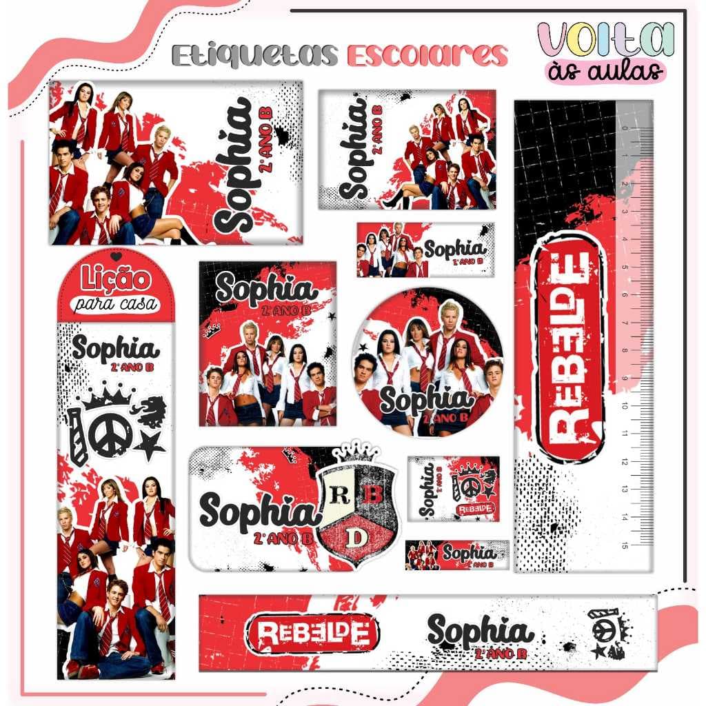 Kit de Etiqueta Escolar REBELDES - RBD - Personalizada - Etiqueta Escolar - Etiqueta para material escolar