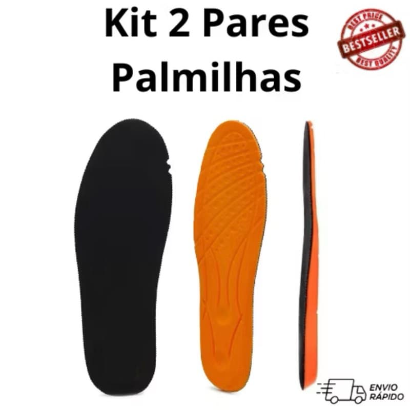 Kit 2 pares palmilha gel PU fina, macia ortopédica  tênis, anti-impacto, anatômica  confortavel