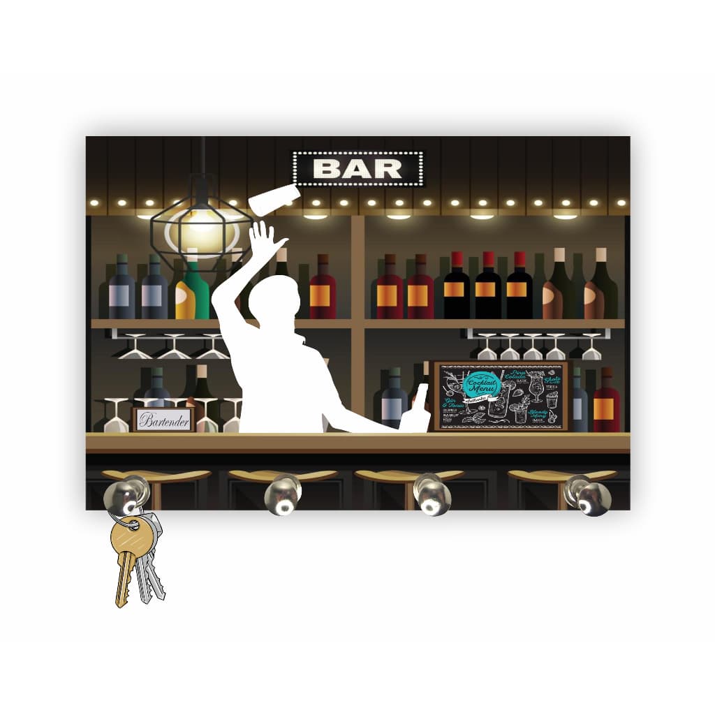 Suporte de Chaves de Parede Bar Bartender Bebida Drink