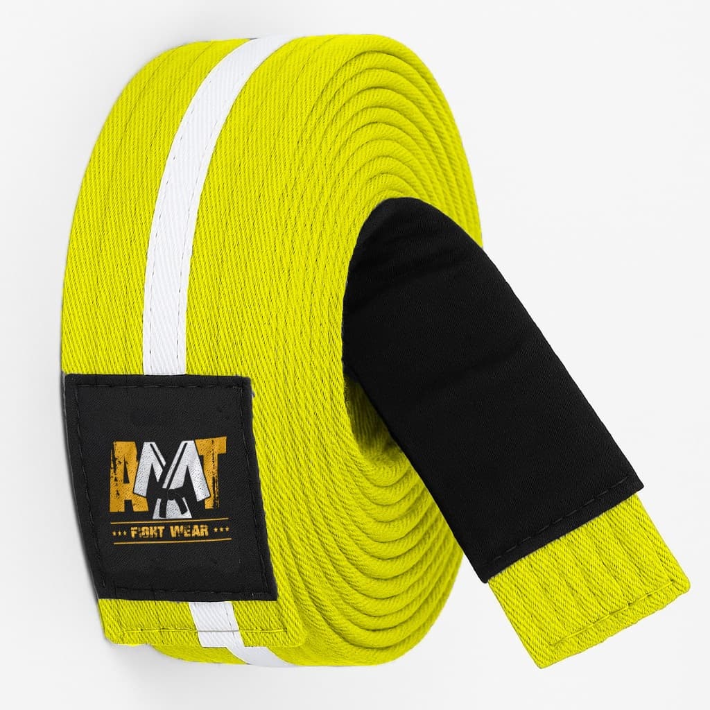 FAIXA JIU-JITSU AMARELA COM BRANCO INFANTIL
