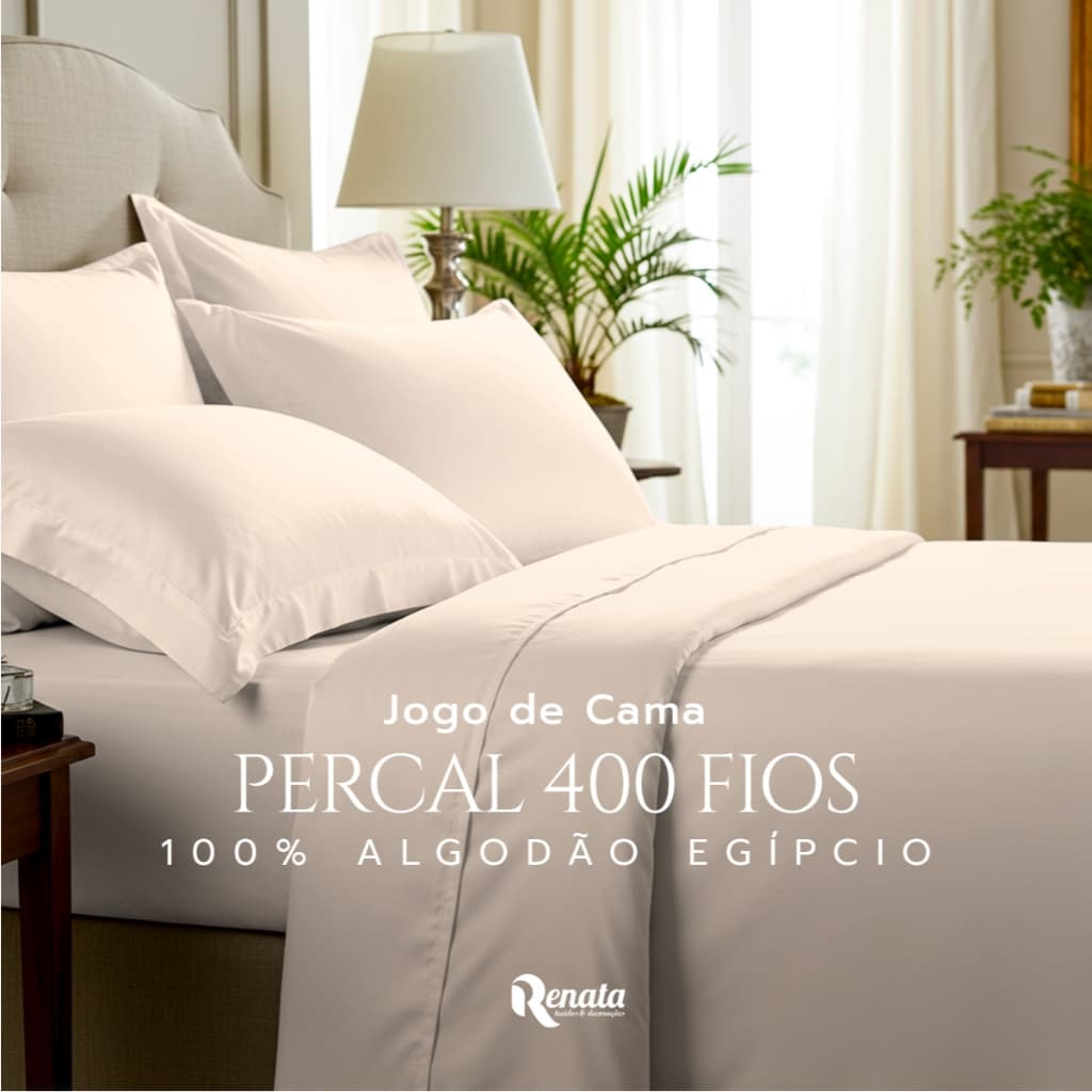 Jogo Cama Solteiro Percal 400 Fios 100% Algodão Egípcio 2 Peças Casa di Valle