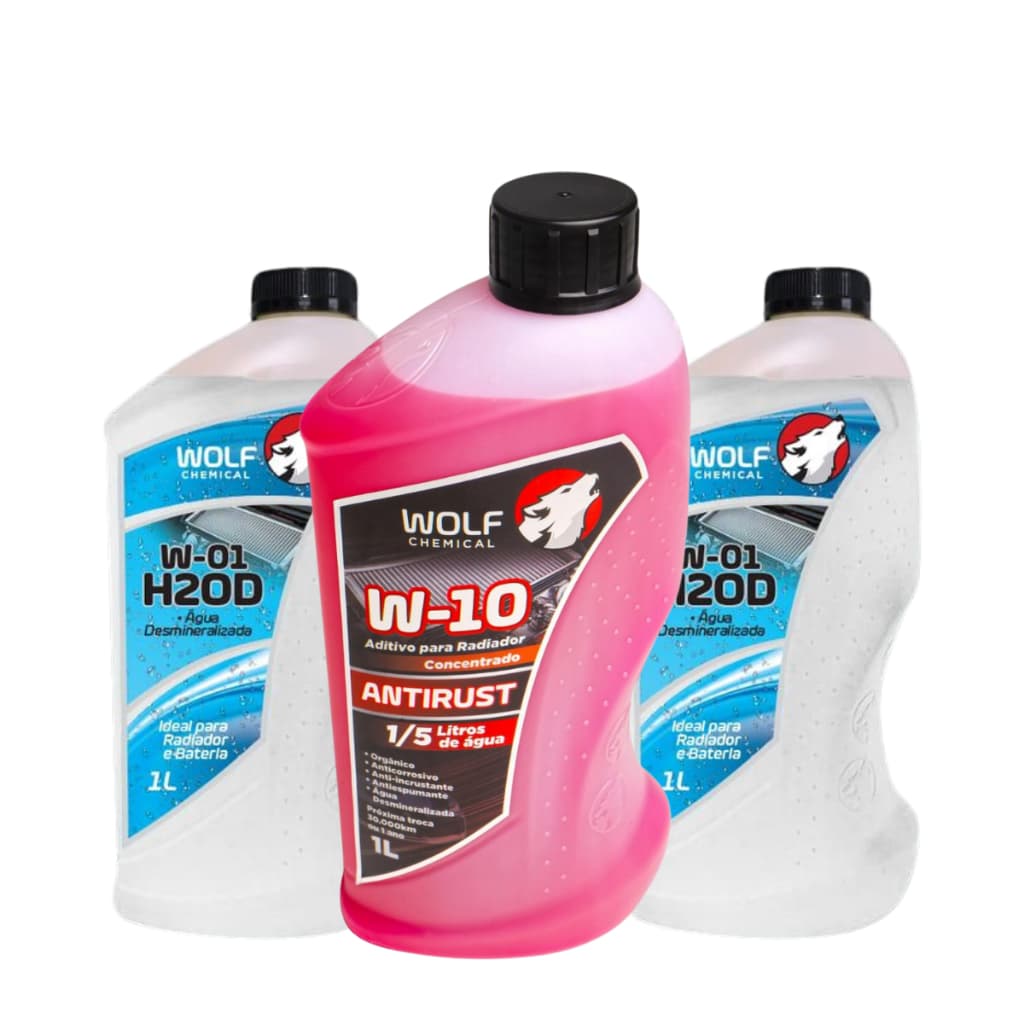 Kit Aditivo Para Radiador Concentrado + 2 Água Desmineralizada Para Radiador WOLF