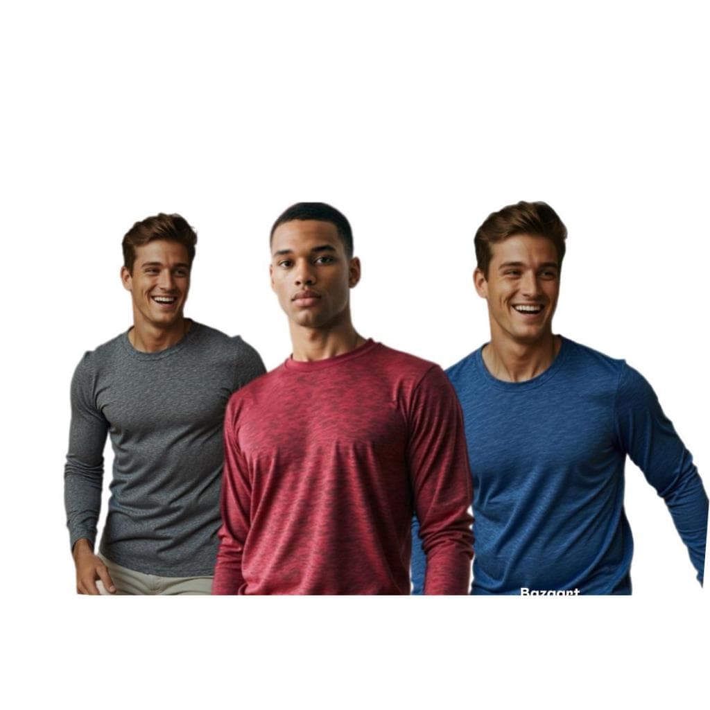 Kit 3 Camiseta MANGA LONGA MESCLA, unissex. P ao GG. Uso casual e esportivo.