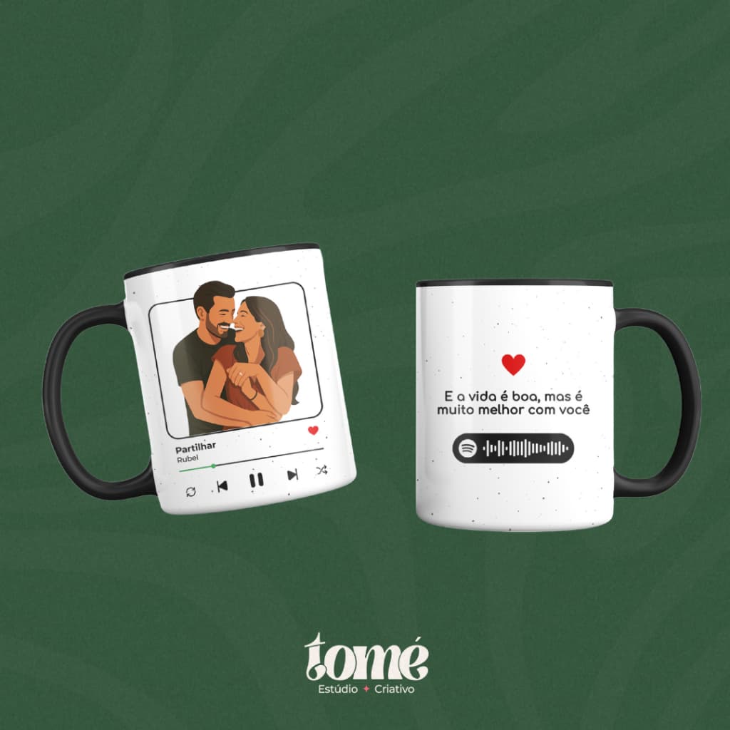 Caneca personalizada - Spotify Ilustração Presente de dia dos pais, casal, amigos, família