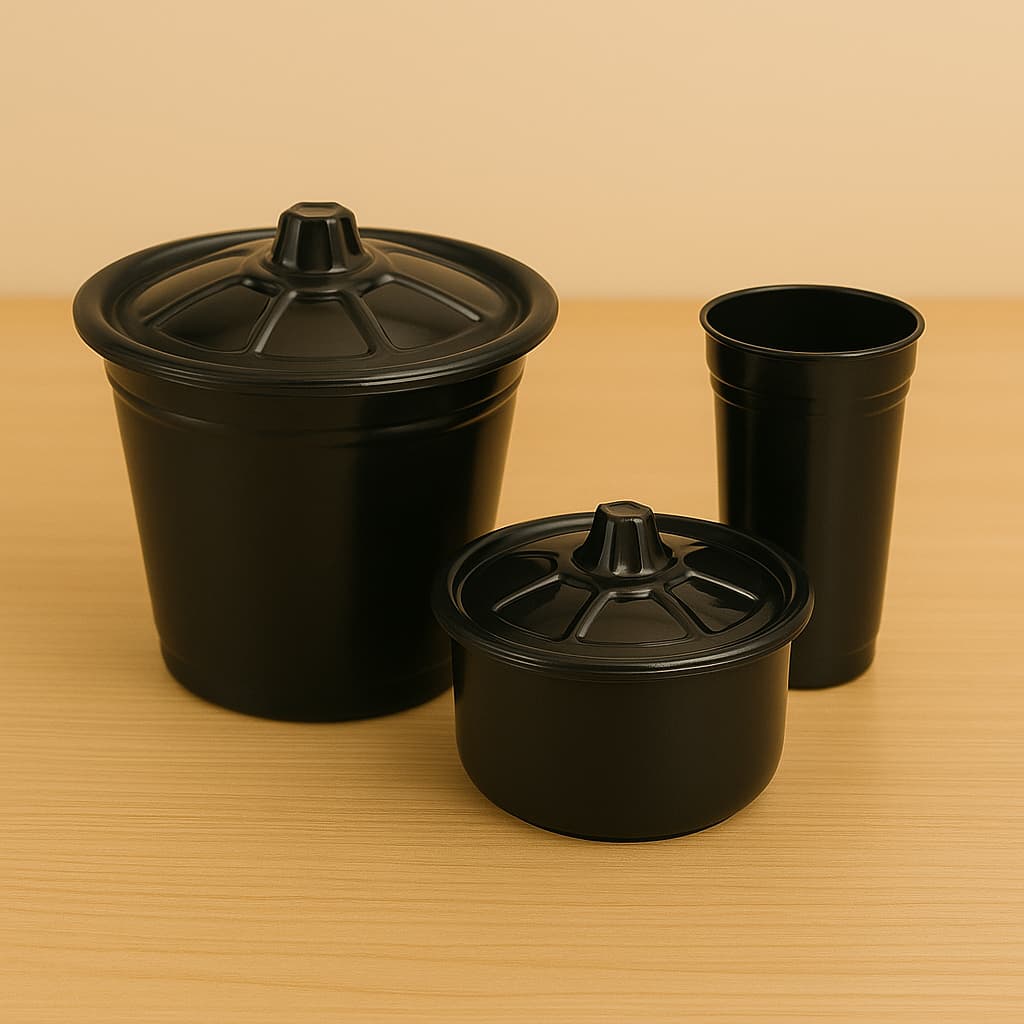 Kit Pia de Plastico Porta Detergente Lixo Resistente Preto
