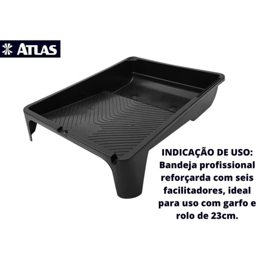 Bandeja plástica para pintura 2,7 L preta para rolo 23 cm - ATLAS