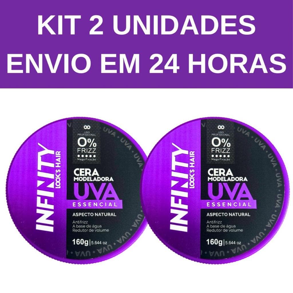 Kit 2 Pomadas Cera Modeladoras Infinity Uva Mega Fixação 160g - Envio em 24 Horas