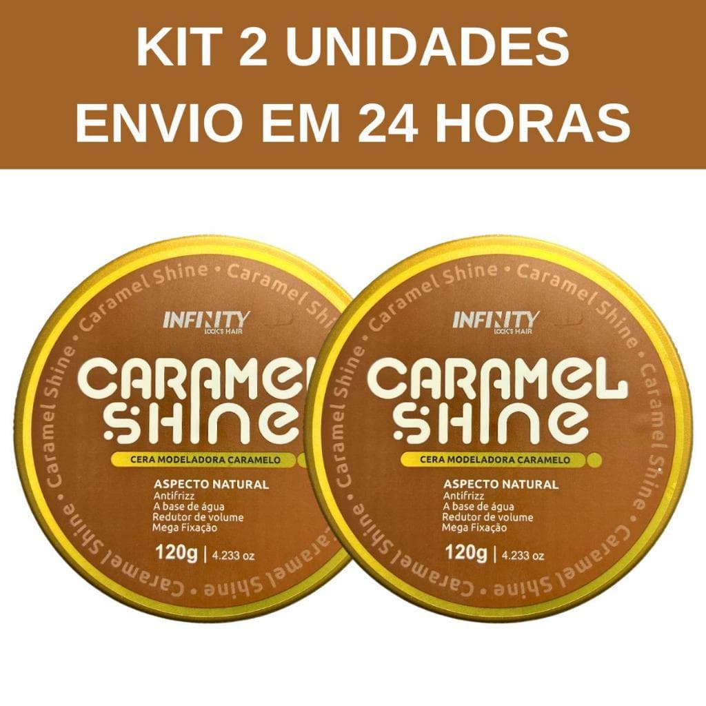 Kit 2 Pomadas Cera Modeladoras Caramel Shine Infinity Mega Fixação 160g - Envio em 24 Horas