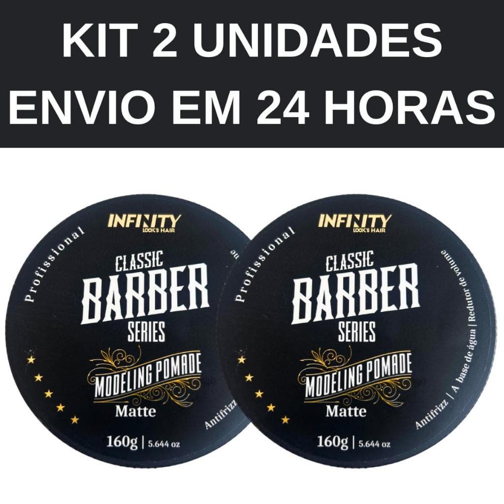 Kit 2 Pomadas Modeladoras Infinity Barber Efeito Matte Mega Fixação 160g - Envio em 24 Horas