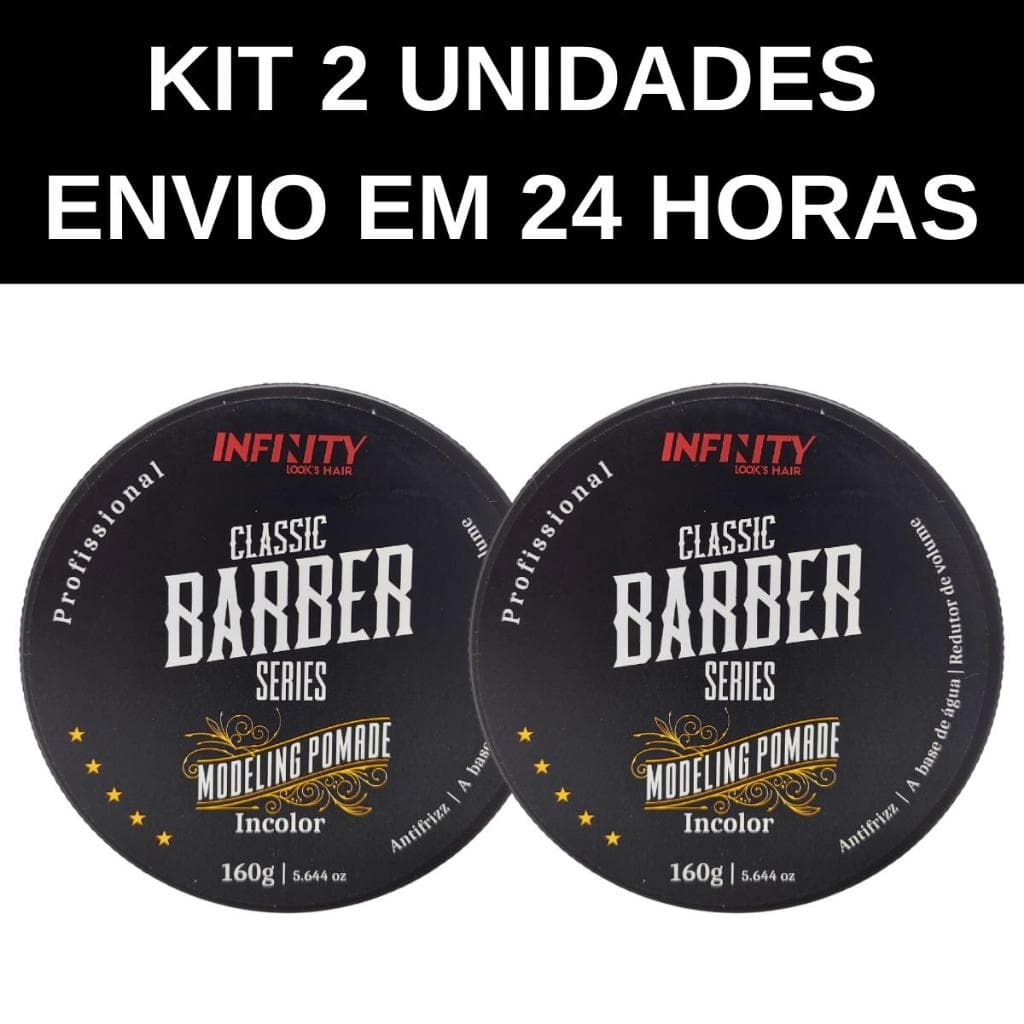 Kit 2 Pomadas Cera Modeladoras Infinity Barber Incolor Mega Fixação 160g - Envio em 24 Horas