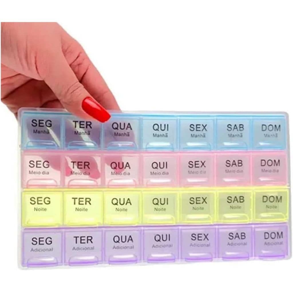 Porta Comprimido Organizador Remédios Medicamentos Semanal Mensal Colorida 2 em 1 Pronta Entrega