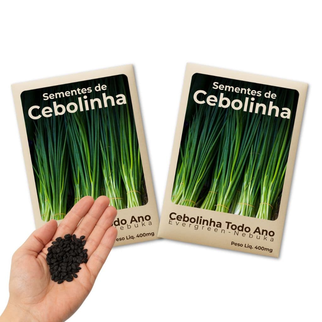 Semente de Cebolinha Todo Ano Ideal Para Vasos, Hortas e Jardins Combo 2 Pacotes