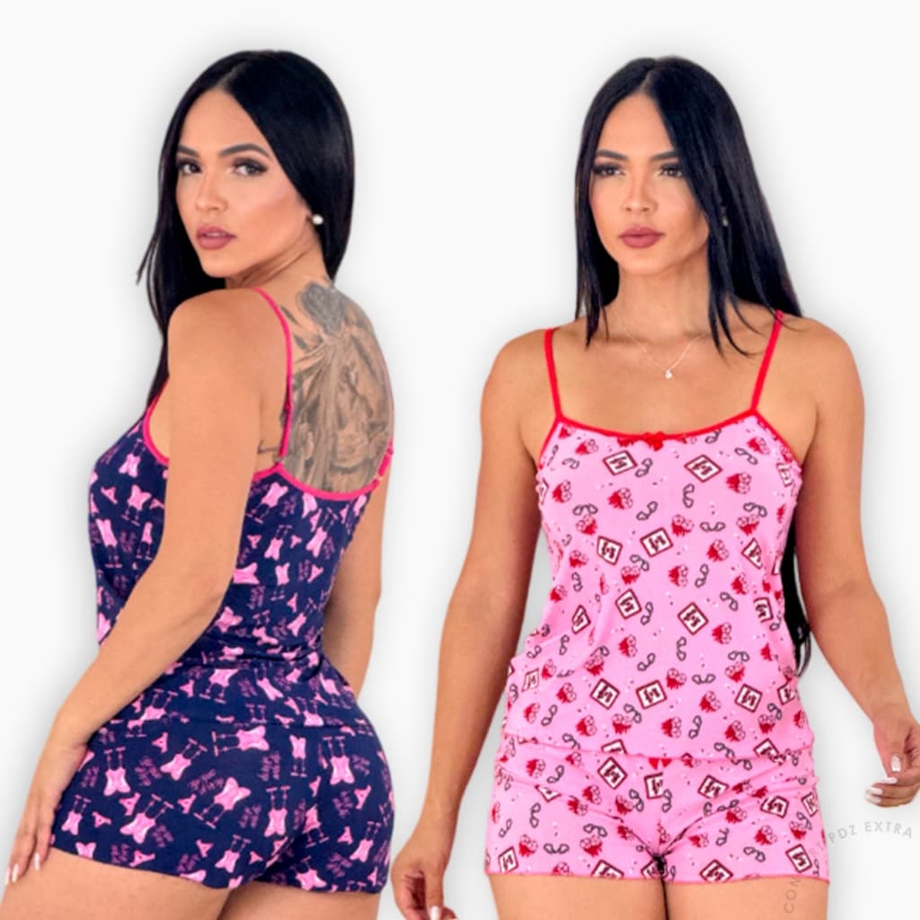 Baby Doll Short Doll  Conjunto Pijama Feminino Liganete Roupa De Dormir