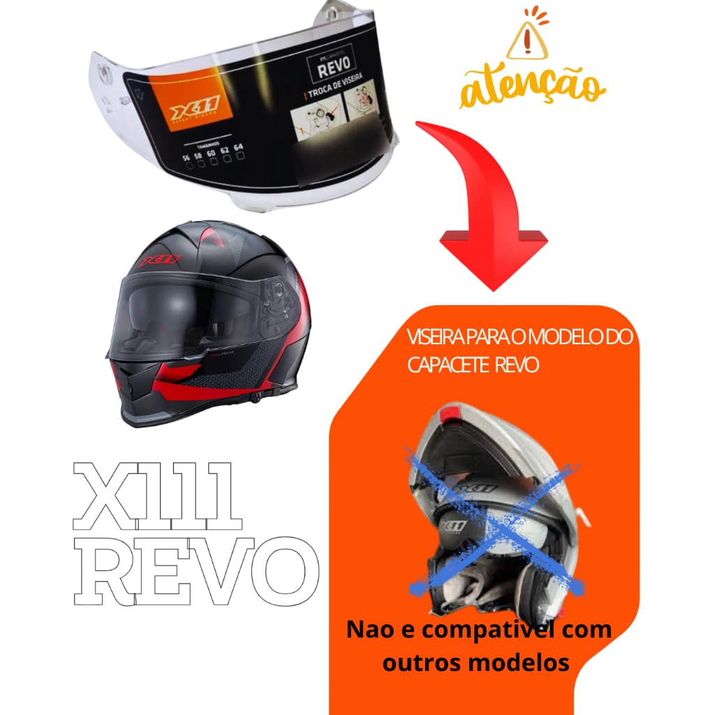 Viseira para Capacete X11 Revo Cristal 2mm original