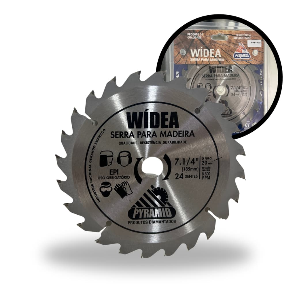 DISCO SERRA DE WIDEA PARA CORTAR MADEIRA 185mmX24 DENTES - PEDREIRO/CONSTRUÇÃO