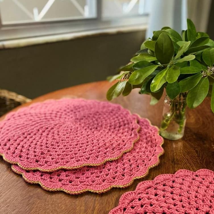 Descanso de prato de crochê | Toalhinha de crochê para mesa posta | Tradicional Luxo