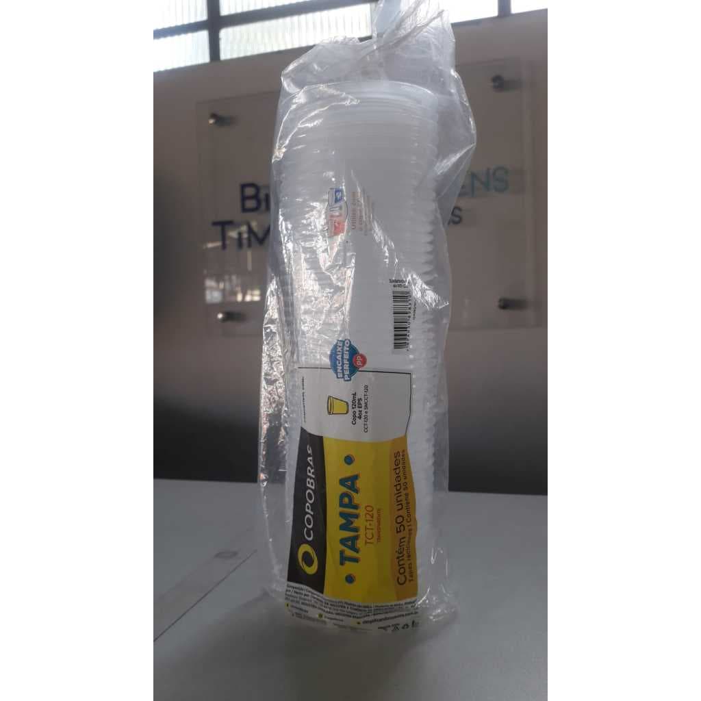 COPOBRAS TAMPA SEM FURO TCT 120 TRANSPARENTE COM 50 UNIDADES