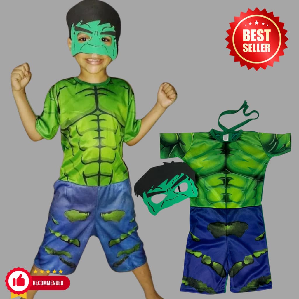 Fantasia Infantil Hulk Heróis Com Máscara Envio Rápido