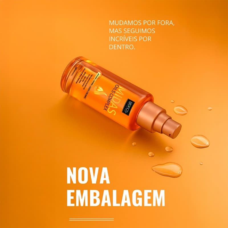 Oléo De Argan Midas Sérum  Protetor Térmico 100ml - Biofios Umectação  Uso na praia Oléo de Mirra