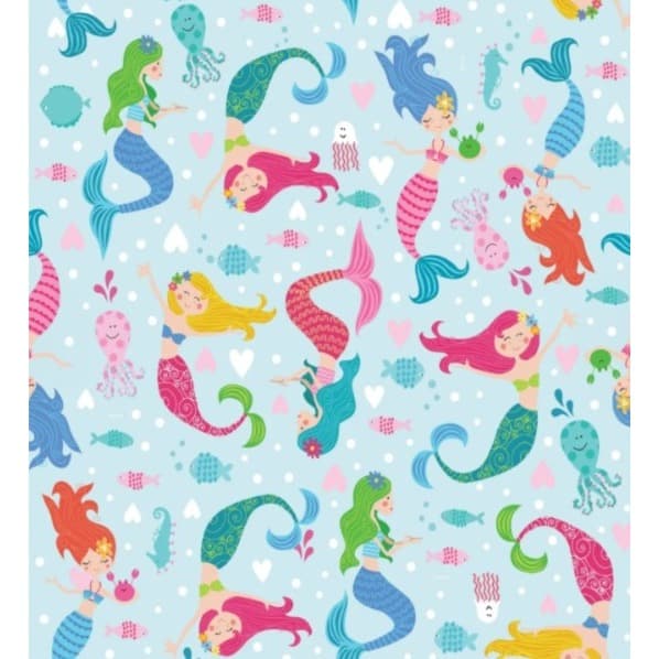 Saco de Presente Infantil Fundo Do Mar Sereia + Laço Decorativo Cromus 25x37 cm