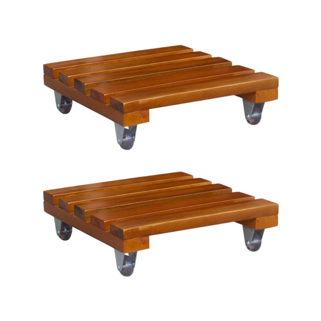 Suporte Para Vaso Planta Rodízio Com Rodinhas Roda De Silicone Quadrado 20cm 25cm 30cm - 02 Unidades