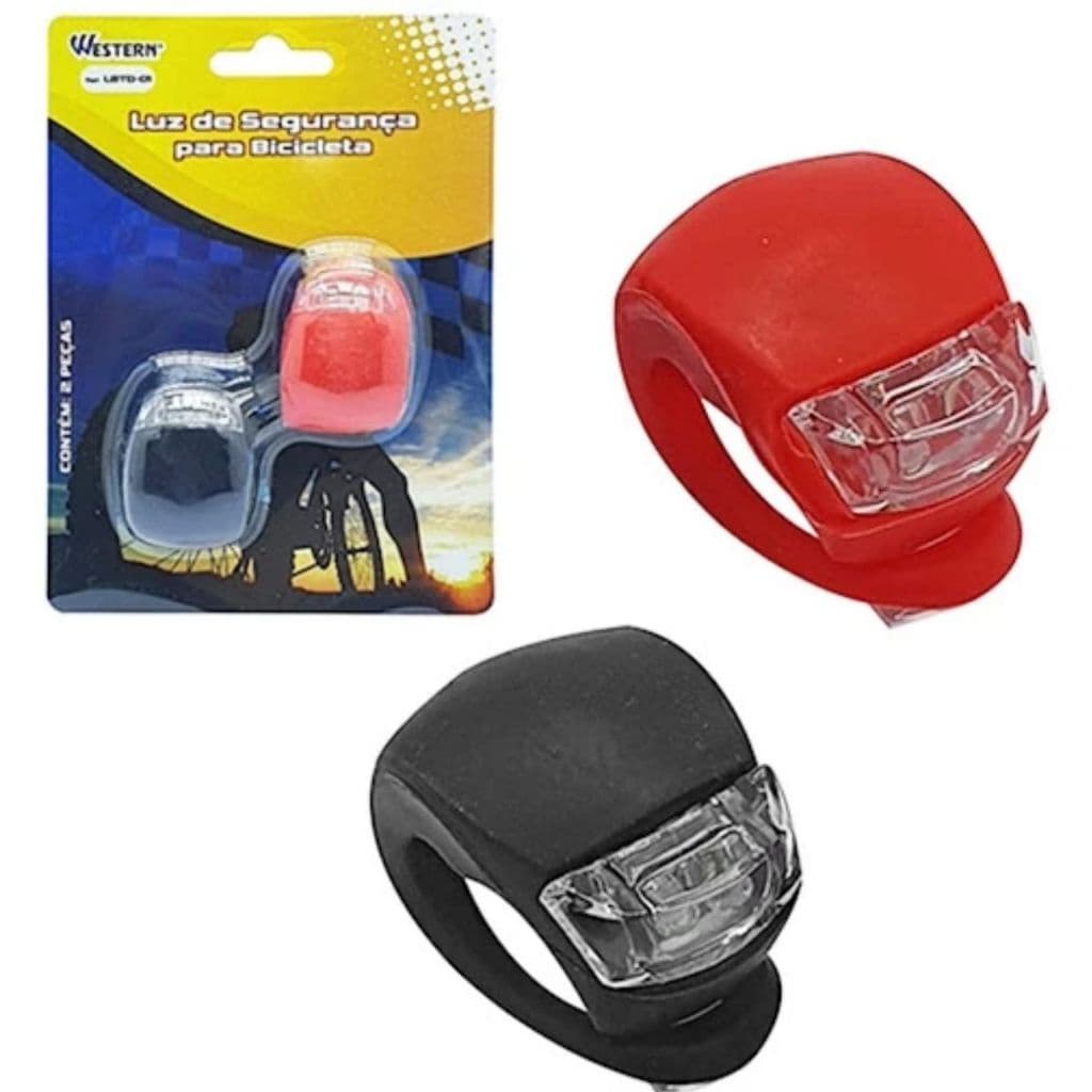 Luz De Led Para Bicicleta Frente/trás - 2 Peças Kit 2 Farol Dianteiro E Traseiro Em Silicone Para Bike 4 LEDS A BATERIA