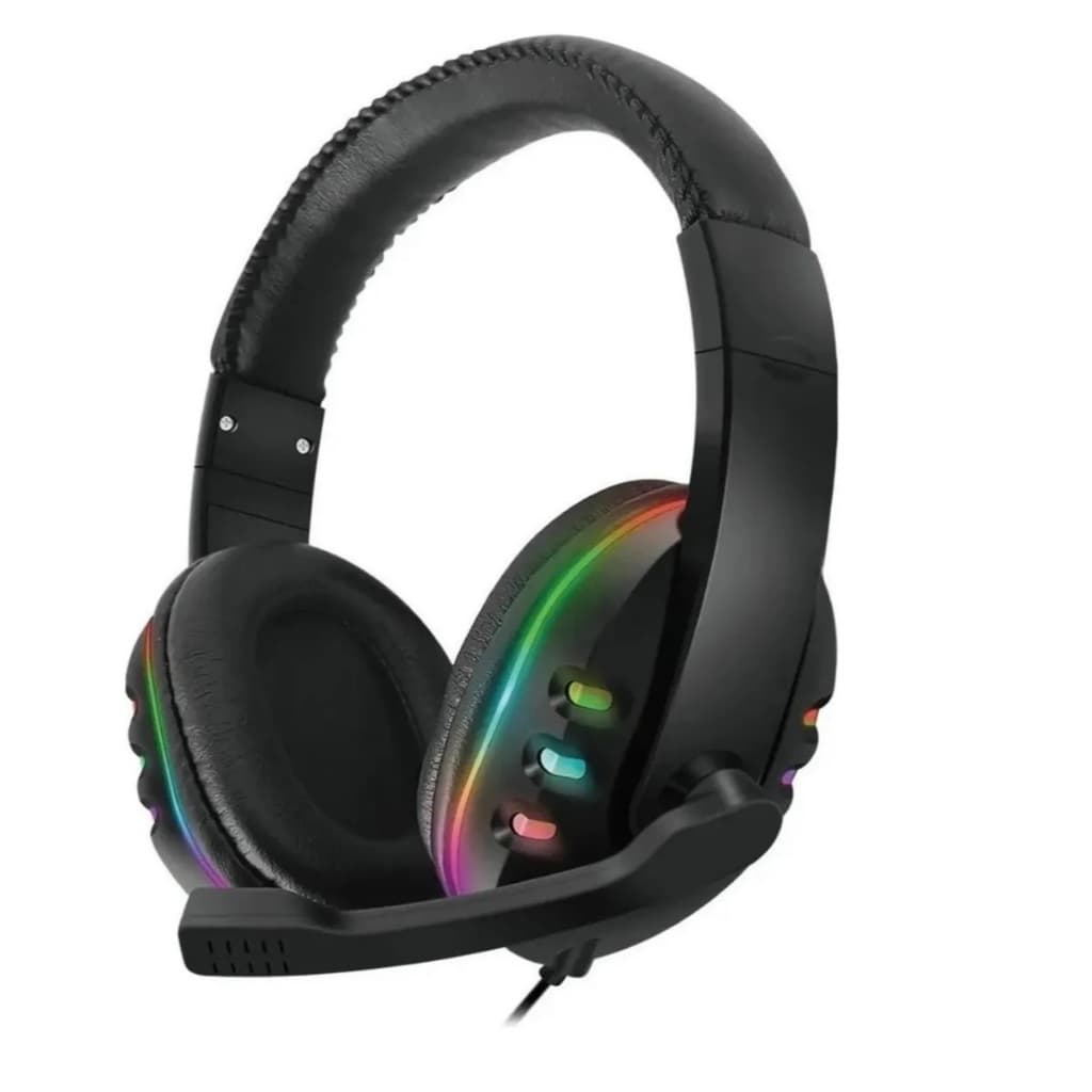 Headset Fone Ouvido Gamer Com Microfone Preto Luz Vermelho