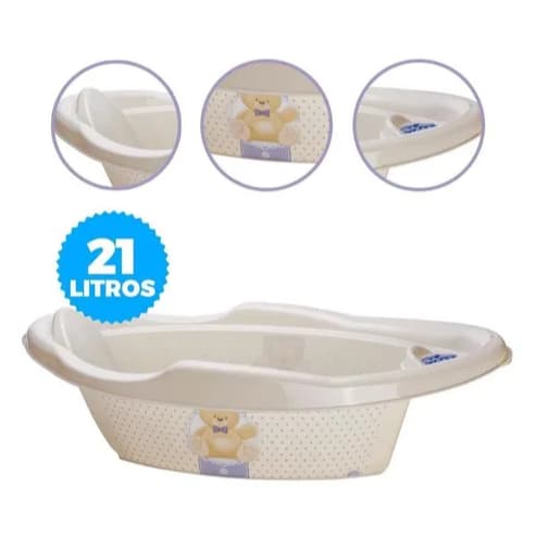 Banheira Infantil De Plástico Decorado- Urso 21 Litros