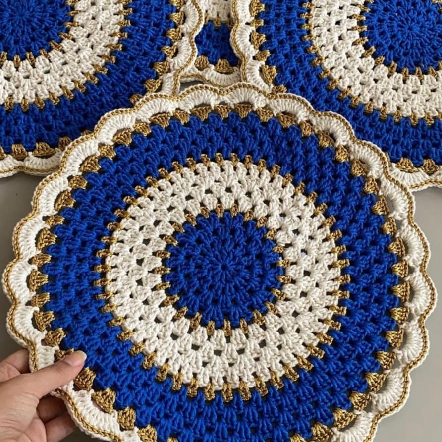 Descanso de prato de crochê | Toalhinha de mesa de crochê para mesa posta | Clássico