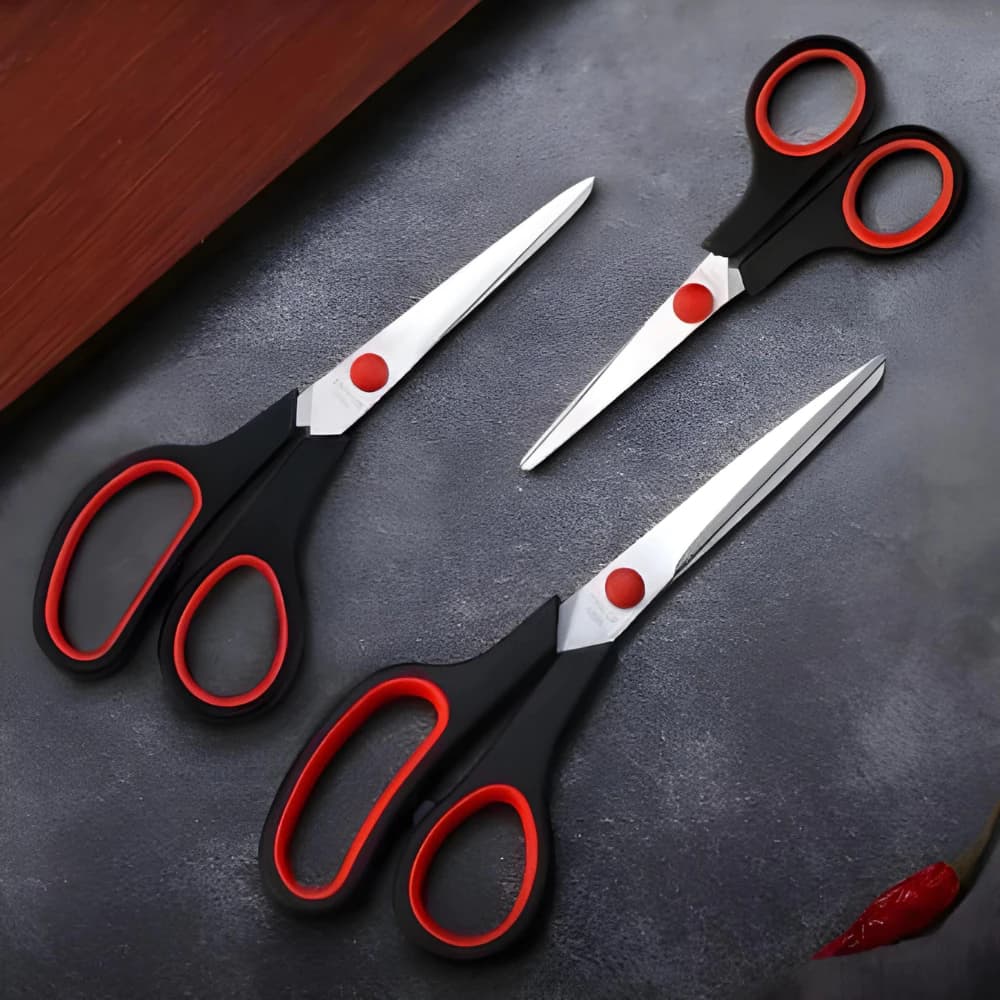 Kit 3 Tesouras Profissionais Multiuso Papel Costura Artesanato Utilidades Cozinha Doméstico Aço Inox