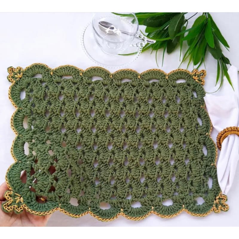 Descanso para prato de crochê | Toalhinha de crochê para mesa posta | Leque