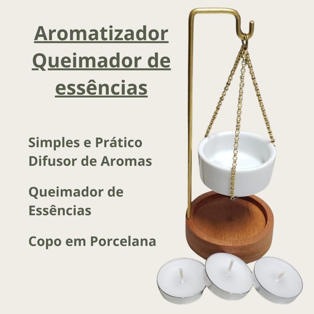 Odorizador Perfumador Fragância Casa Difusor Aromas Queimador Essências Rechaud Recho Metal