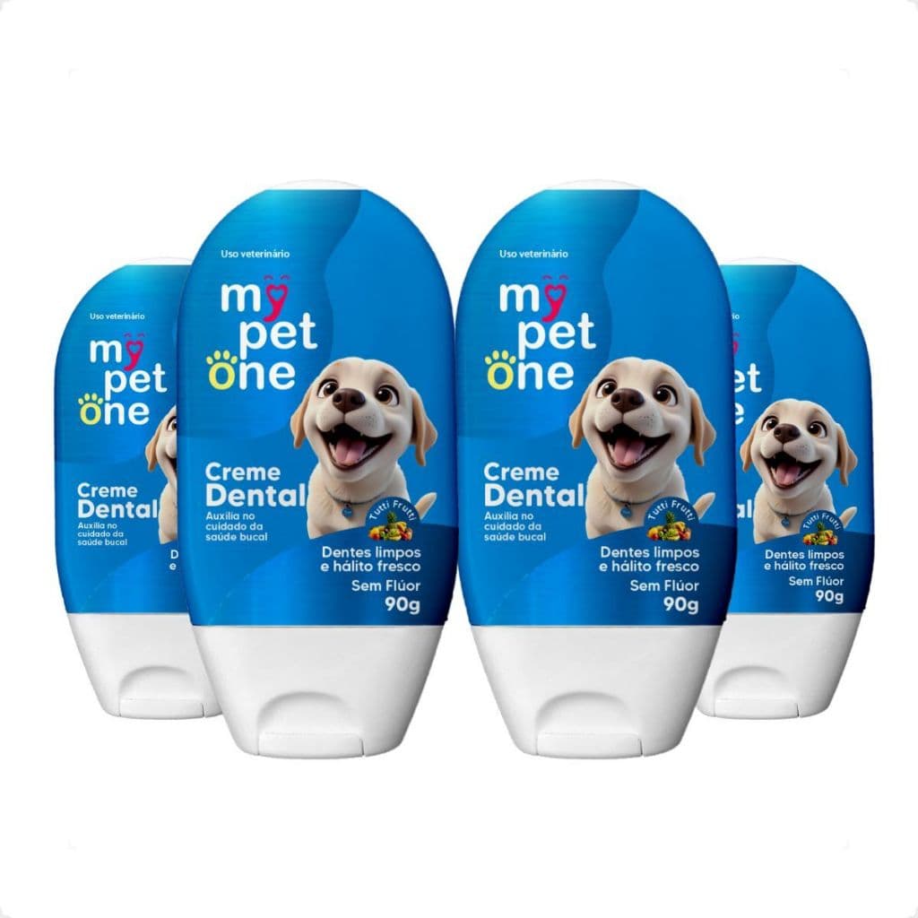 Kit 4 Creme Dental Tutti Frutti para Cães e Gatos Mypetone - 90g