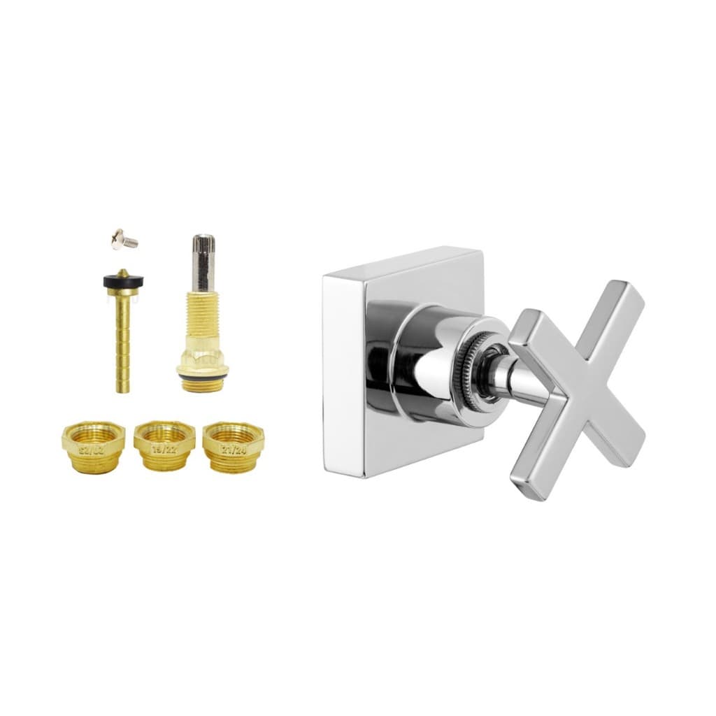Kit Reparo Conserto Salva Registro Pressão Chuveiro Universal 7 Medidas de Rosca 7 x1 com 16 estrias Acabamento Cruzeta