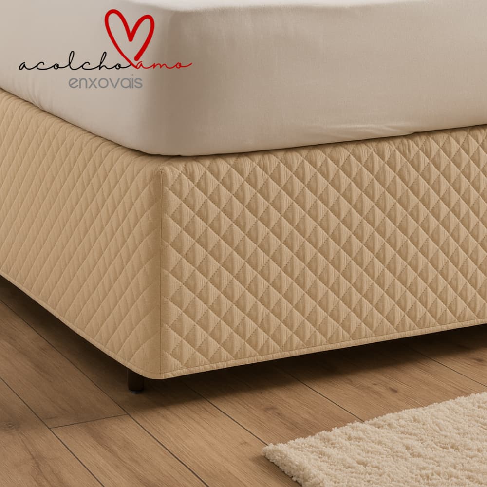 Saia Para Cama Box Solteiro Casal Queen King Com Elástico Matelado Ultrassônico Microfibra