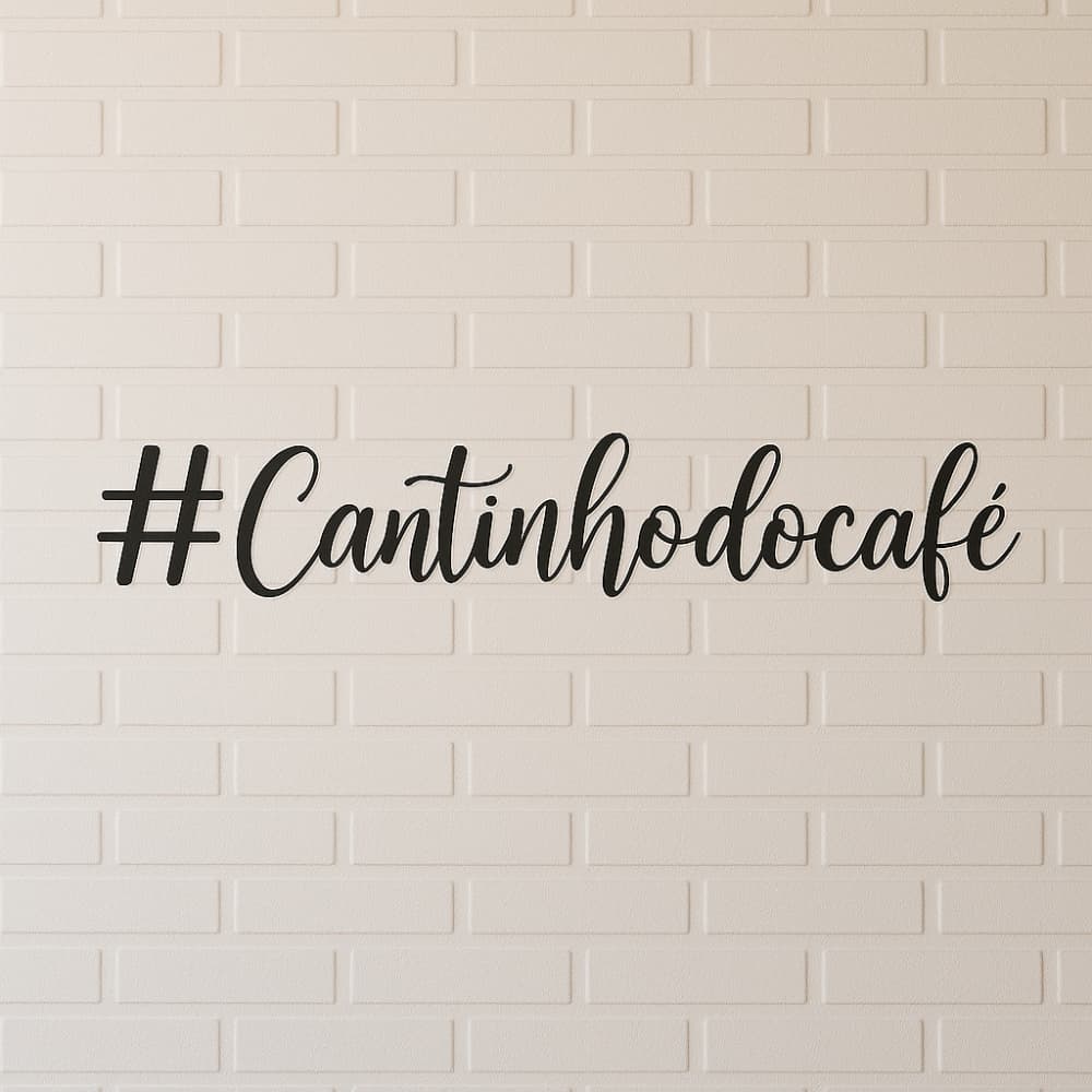 Placa Aplique Frase Cantinho do Café em MDF Preto